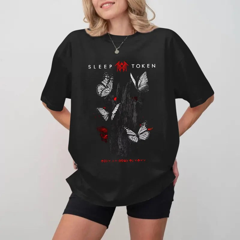Sleep Token Butterflies Band Logo T-shirt, Gift For Fan T-Shirt, Unisex Cotton For Men Women Hoodie, Sweatshirt