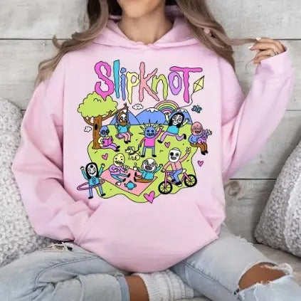 Slipknot Happy Times Playing Together Hoodie - Metal Band Shirt Cotton Graphic Hoodie Sweatshirt | PureTeeCo.com