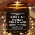 Smells Like World's Coolest Aunt Candle, Gift For Aunt,  Funny Aunt Candle Family Gift Ideas Funny Candle Gift for Her...