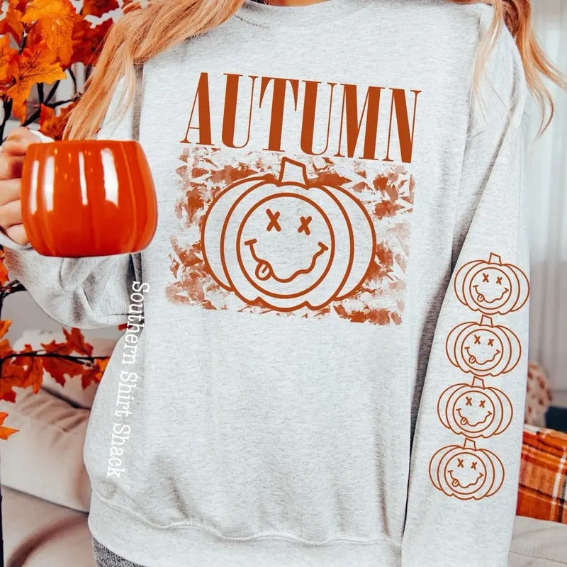 Smiley Autumn Sweatshirt T-Shirts, Hoodie | PureTeeCo.com