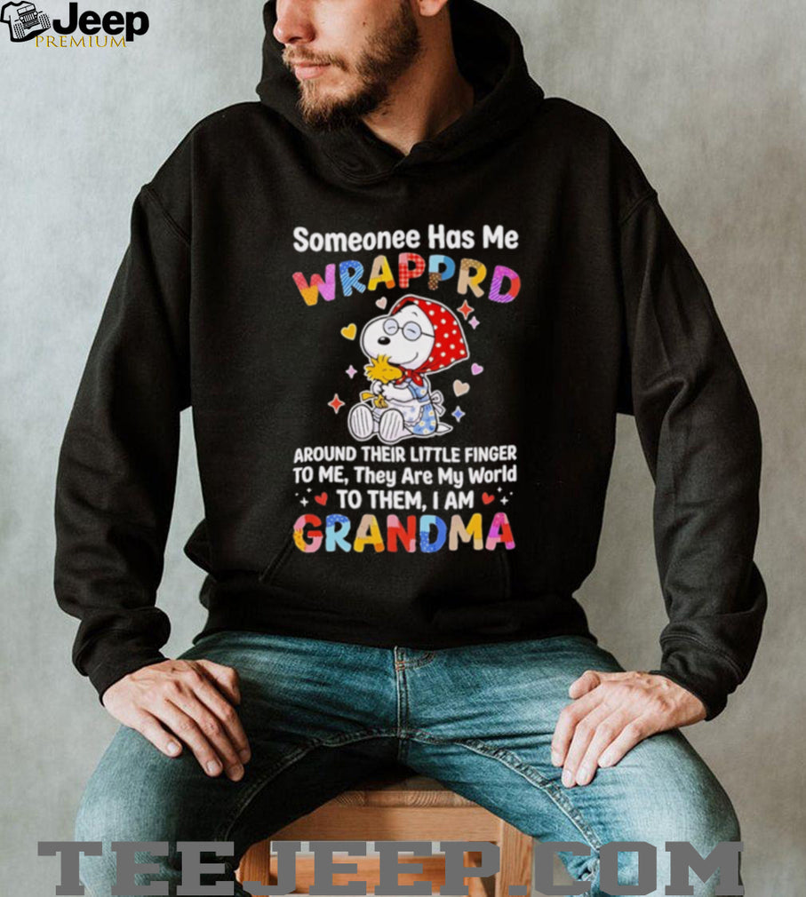Snoopy Woodstock Peanuts someonee has me wrapprd around their little finger shirt