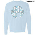 Snowflake Monogram Long Sleeve Comfort Colors T-Shirt 'NLB' Hoodie, Sweatshirt | PureTeeCo.com