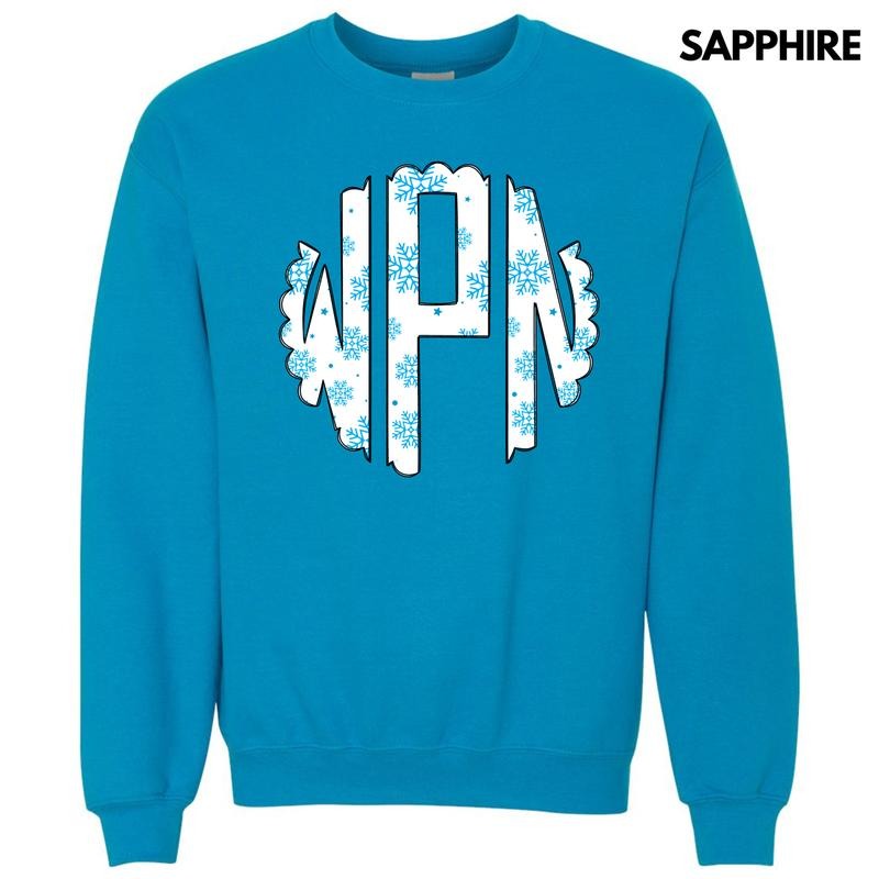Snowflake Monogram Sweatshirt 'NLB' T-Shirts, Hoodie | PureTeeCo.com