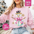 Snowman Sweatshirt, Cute Christmas Sweater, Women's Winter Holiday Crewneck T-Shirts, Hoodie | PureTeeCo.com
