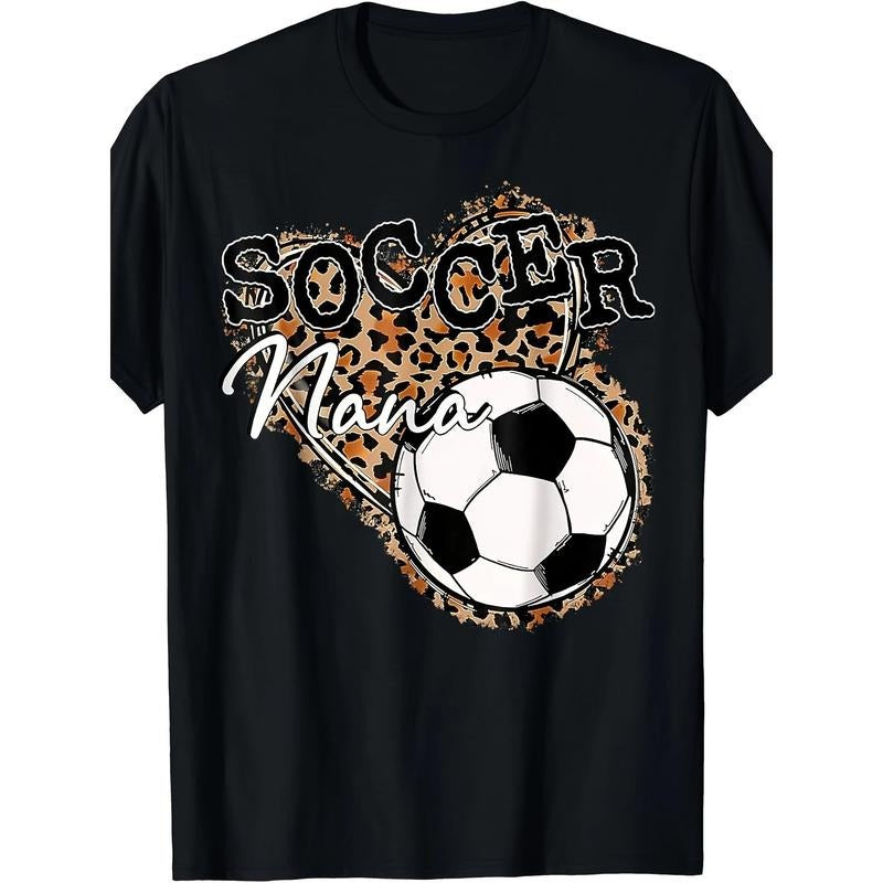 Soccer Nana Leopard Print T-Shirt - Fun and Casual Wear Made in USA Hoodie, Sweatshirt | PureTeeCo.com