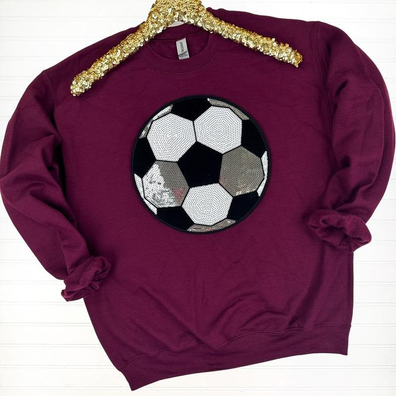 Soccer Sequin Patch Sweatshirt T-Shirts, Hoodie | PureTeeCo.com