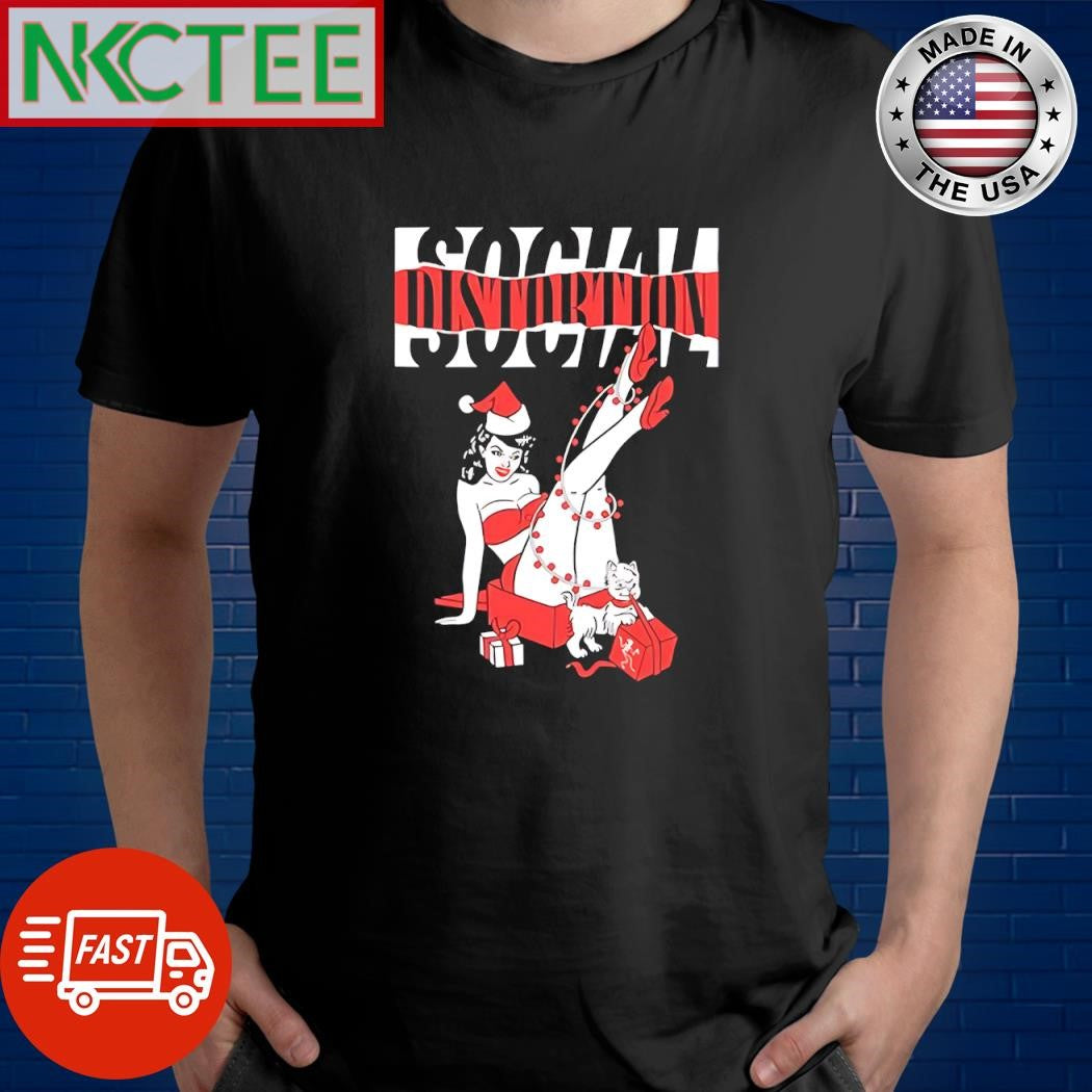 Social Distortion Torn Logo Xmas Holiday Pinup shirt