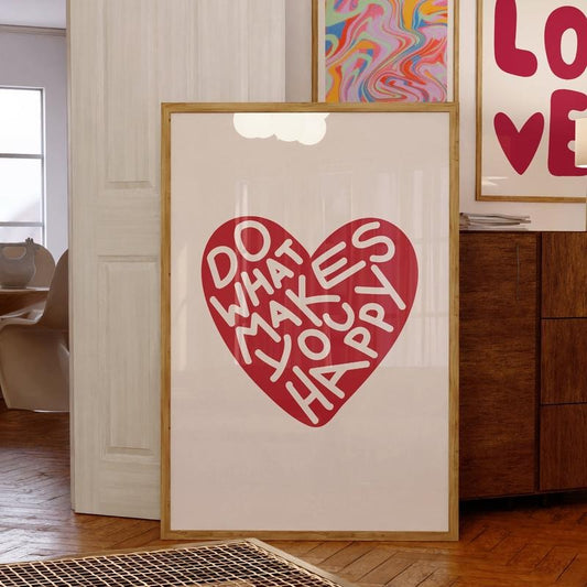 Soft Pink Heart Love Poster No Frame, Pink Decor Wall Art, Modern Colorful Pink Wall Art