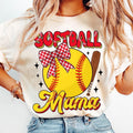 Softball Mama Retro, Game Day Coquette Bow, Stylish Sports T-shirt Hoodie, Sweatshirt | PureTeeCo.com