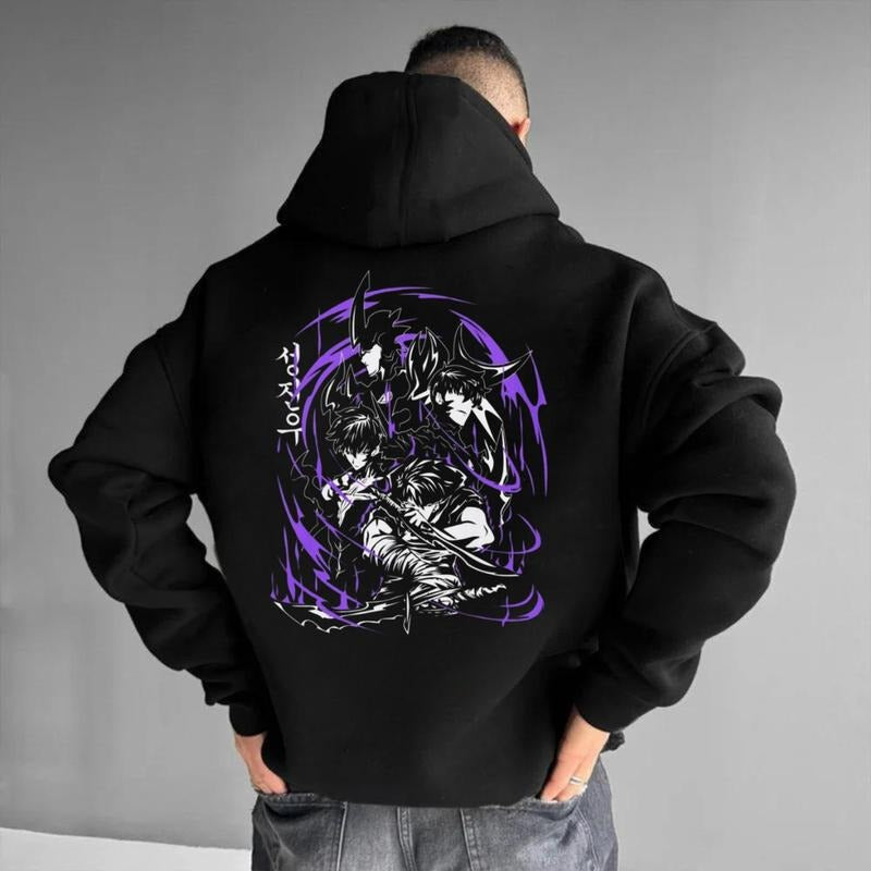 Solo Leveling Hoodie, Minimalist Manga-Inspired T-shirt, Perfect for Anime Enthusiasts, Unisex Anime Hoodie, Tops Classic...
