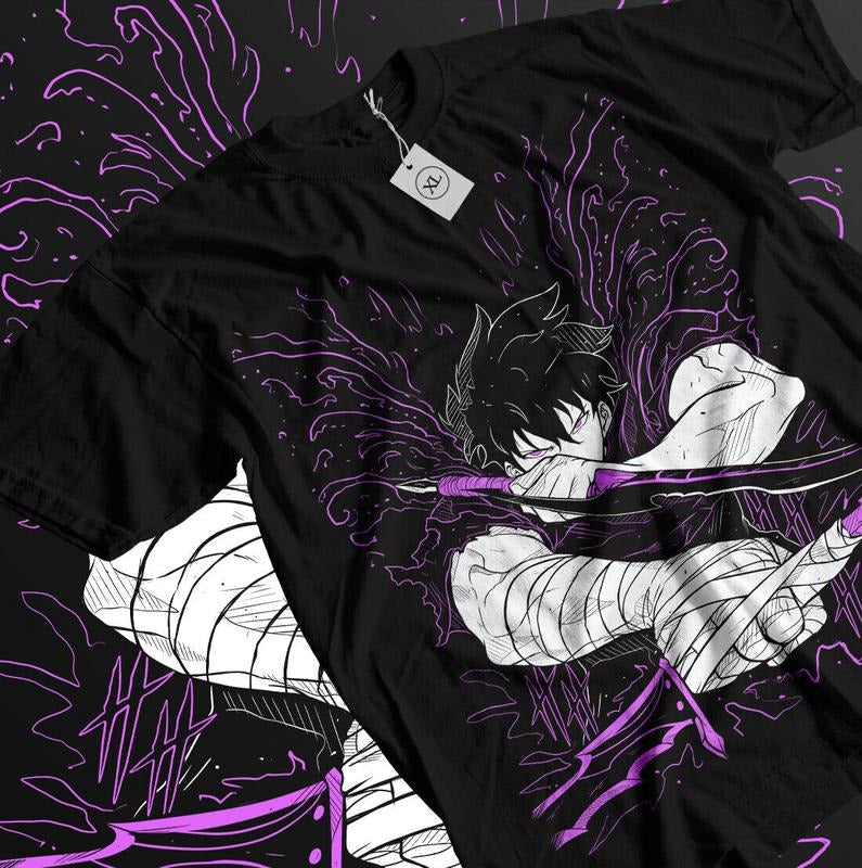 Solo Leveling T-Shirt S-4XL Sung Jinwoo New Anime Manga Gift Black Shirt Tshirt S-4XL Hoodie, Sweatshirt | PureTeeCo.com