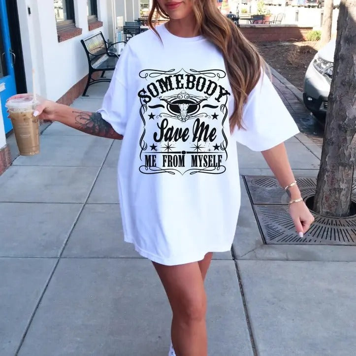 Somebody Save Me From Myself Tshirt, Music Shirt, Country Music Outfit, Sweatshirt Top Womenswear Casual Comfort