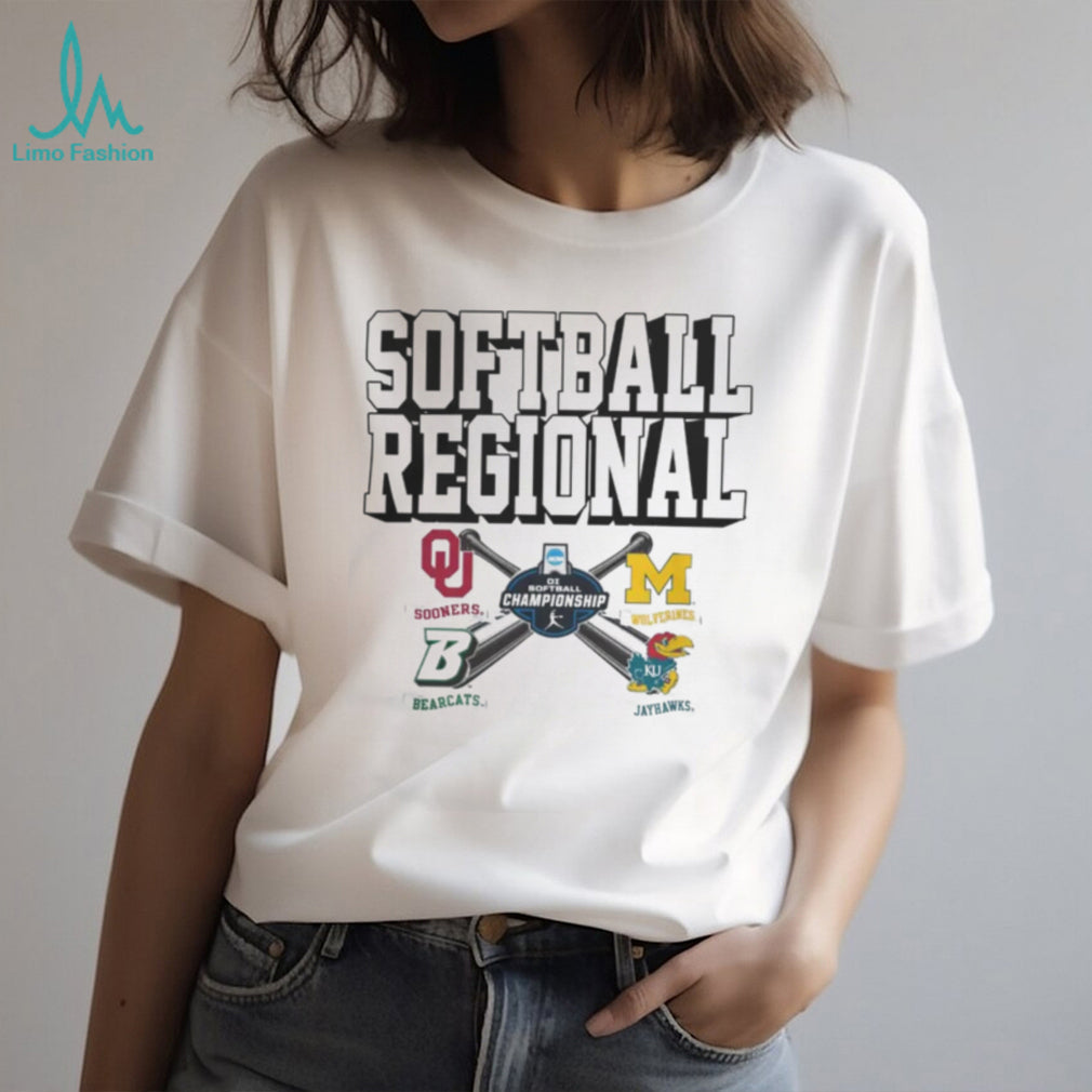 Sooners Wolverines Bearcats Jayhawks Champion 2026 NCAA Division I Softball Regional Shirt