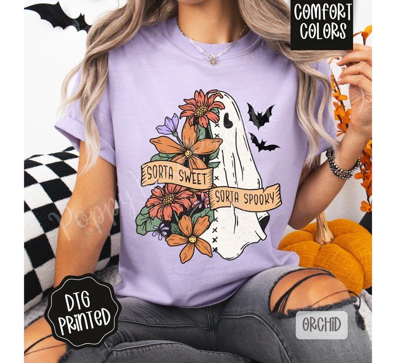 Sorta Sweet Sorta Spooky Comfort Colors, Trendy Women's Halloween Tshirt Hoodie, Sweatshirt | PureTeeCo.com