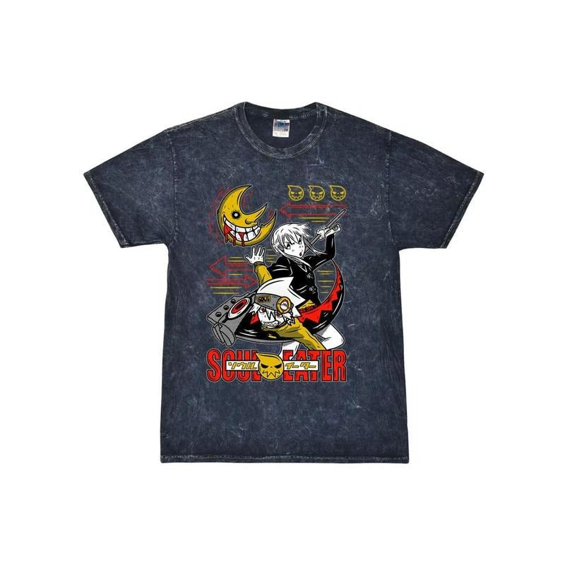 Soul Eater Mineral Wash T-Shirt Death the Kid Japanese Anime Manga Wash T-Shirt All Size, Clean Lines, Minimalist Look,...