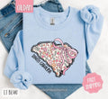 South Carolina Floral Bow Gildan Sweatshirt, Cute Trendy State Coquette Pullover T-Shirts, Hoodie | PureTeeCo.com