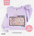 South Dakota Floral Bow Comfort Colors Sweatshirt, Cute Trendy State Coquette Pullover T-Shirts, Hoodie | PureTeeCo.com