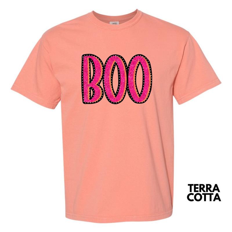 Sparkle Pink Boo FAKE GLITTER  Comfort Colors T-Shirt Hoodie, Sweatshirt | PureTeeCo.com