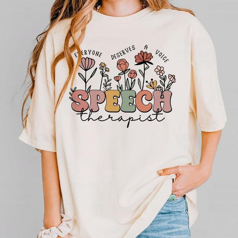 Speech Therapist Comfort Shirt, Speech Therapy T-Shirt, SLP Women Shirt, Retro Speech Therapist Floral Shirt, Speech...