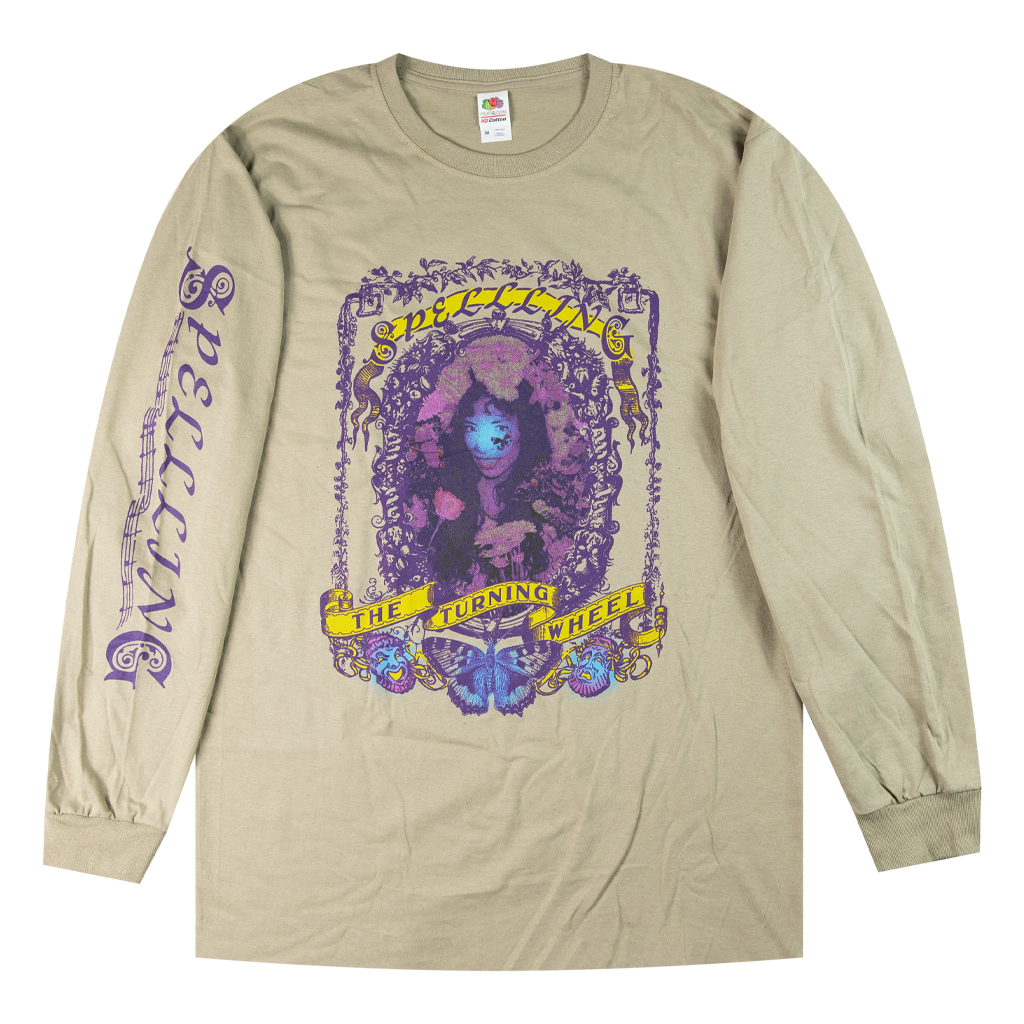 Floral Frame Khaki Long Sleeve T-Shirt Hoodie, Sweatshirt | PureTeeCo.com (Image 1)