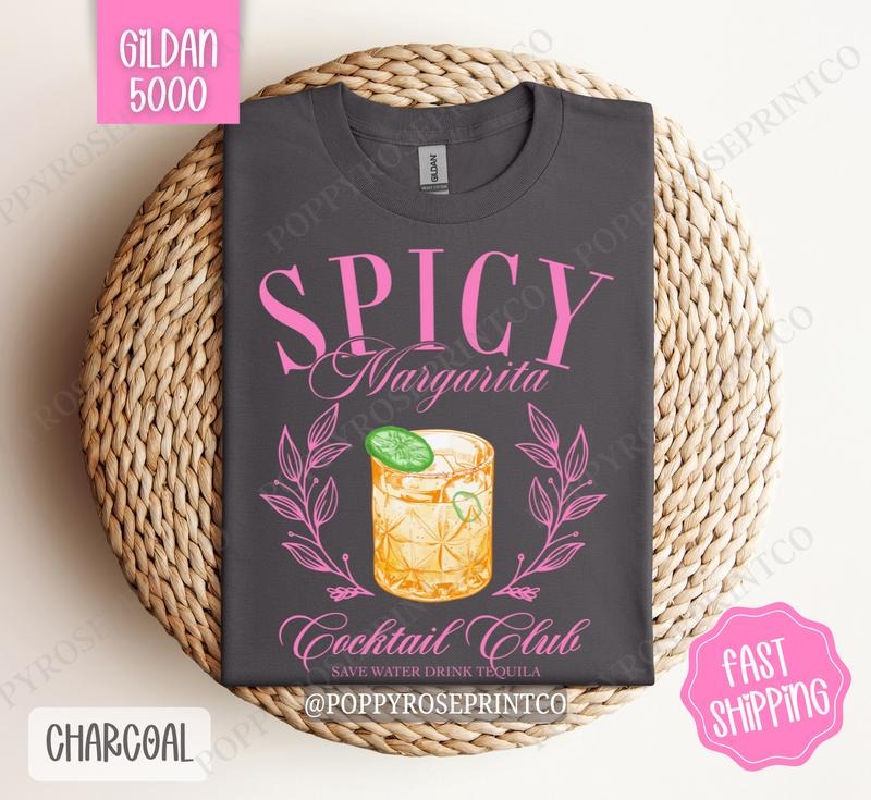 Spicy Margarita Gildan Shirt, Cute Cocktail Tshirt, Trendy Margarita Tee Hoodie, Sweatshirt | PureTeeCo.com