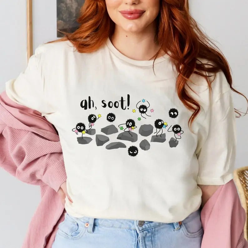 Spirited Away Inspired Soot Sprite 'ah, soot' Unisex Softstyle T-Shirt Hoodie, Sweatshirt | PureTeeCo.com