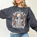 Spooky Season Skeleton Sweatshirt, Funny Skeleton Sweater, Halloween Skeleton Crewneck, Halloween Party Tops, Spooky...