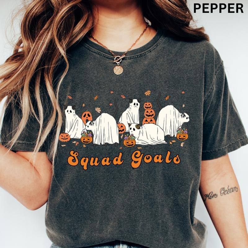 Squad Goals Cats Halloween Shirt, Dancing Cats Shirt, Cat shirt, Comfort Colors Halloween Shirt, Casual Shirt Unisex,...