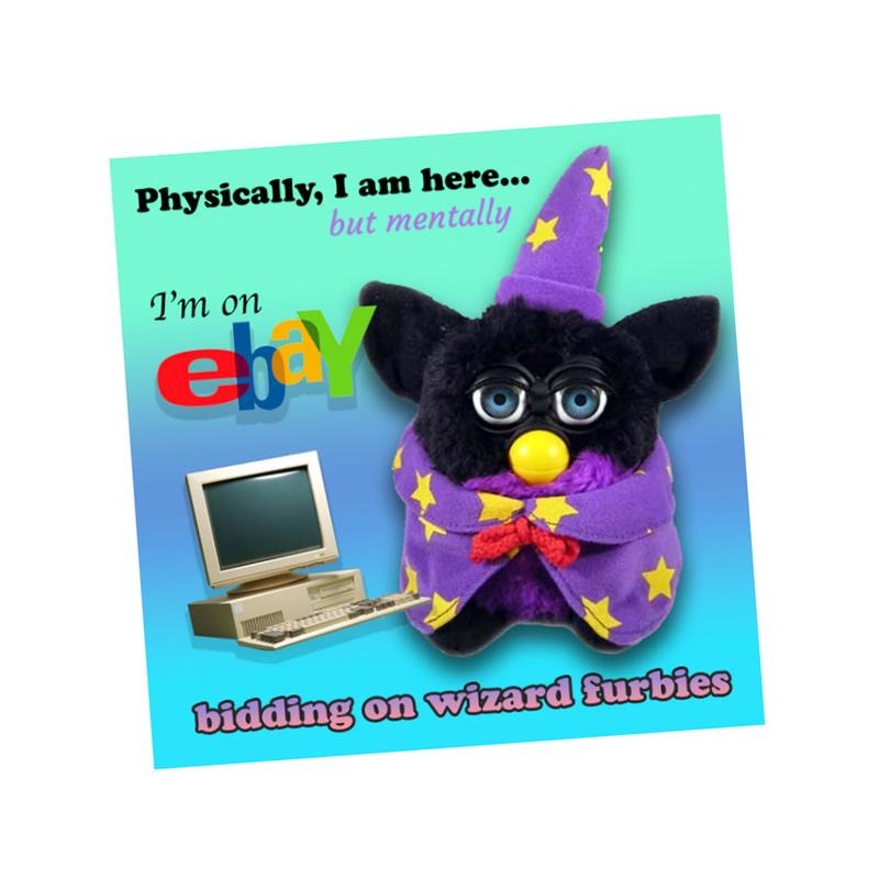 Square Furby Ebay Retro Sticker, 4x4 inches, XL in size. T-Shirts, Hoodie, Sweatshirt | PureTeeCo.com