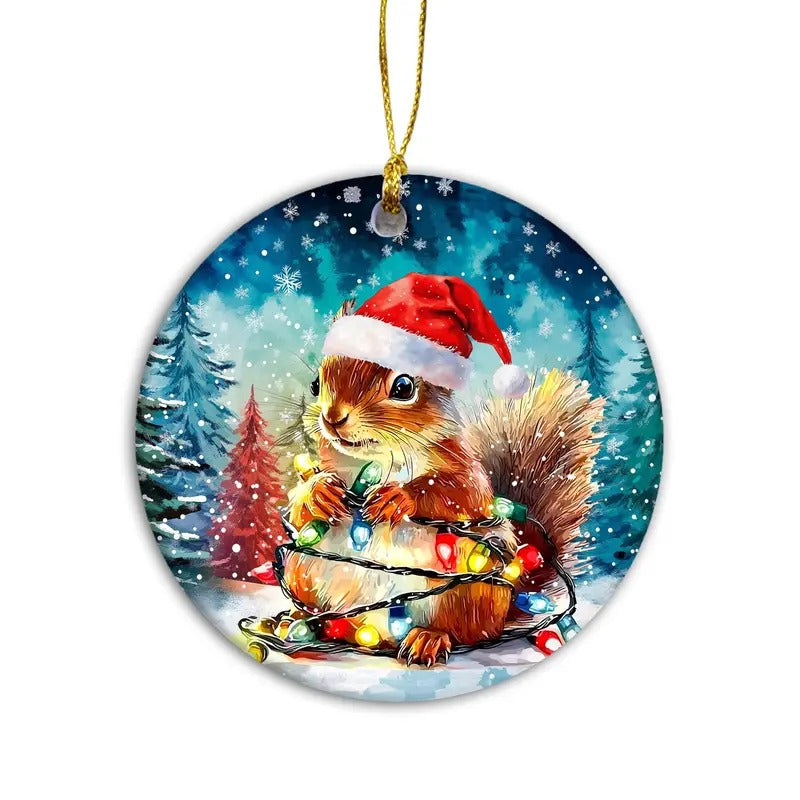 Squirrel Ornament Squirrel Christmas Holiday Decoration, Woodland Themed Christmas, Country Christmas Decor Ornament,...