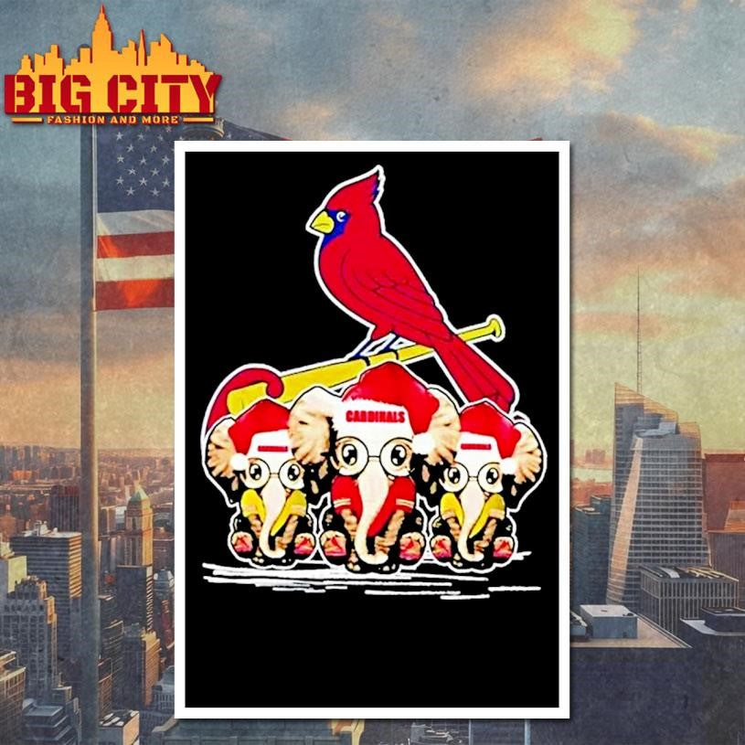 St Louis Cardinals X Elephants Santa Hat Merry Christmas Shirt