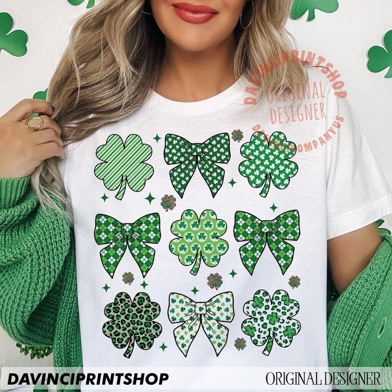 St Patrick's Day Coquette Lucky Shamrock St Patrick's Day Retro St Patrick's Day Irish Shamrock Lucky T-Shirts, Hoodie,...