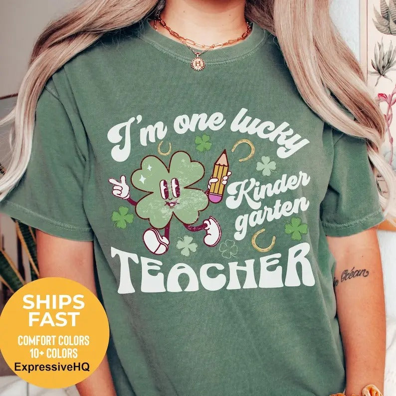 St Patricks Day Shirt Teacher St Patricks Day Kindergarten Teacher Hoodie and Sweater; T-shirts Sweatshirt | PureTeeCo.com
