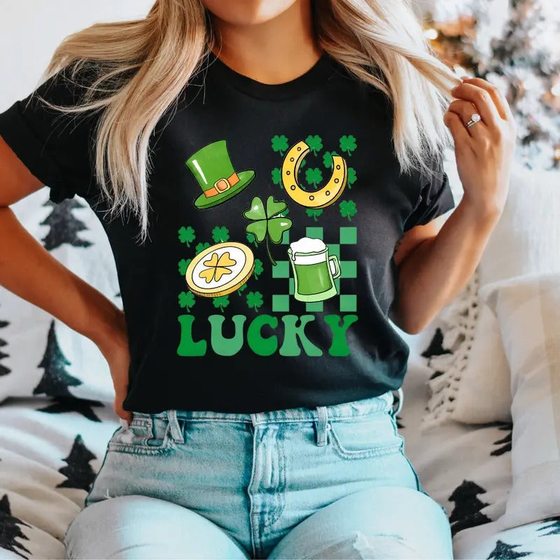 St Patricks Lucky T-Shirt, Lucky St Patty's Day Shirt, St Patricks Day Family Tee, Shamrock Gift Tee, Womens Lucky Shirt,...