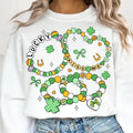 St.Patricks Day Friendship Bracelet Sweatshirt, St.Patricks Day Coquette Shirt, Lucky Shamrock Shirt Hoodie | PureTeeCo.com