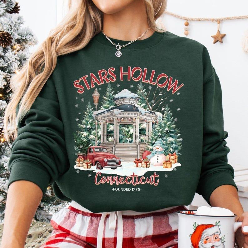 Stars Hollow Est 1779 Connecticut Christmas Sweatshirt, Christmas Luke's Diner Coffee Sweatshirt, Stars Hollow Luke's...