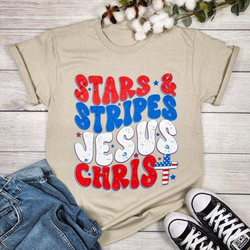 Stars and Stripes and Jesus Christ Graphic Tee Hoodie, Sweatshirt | PureTeeCo.com