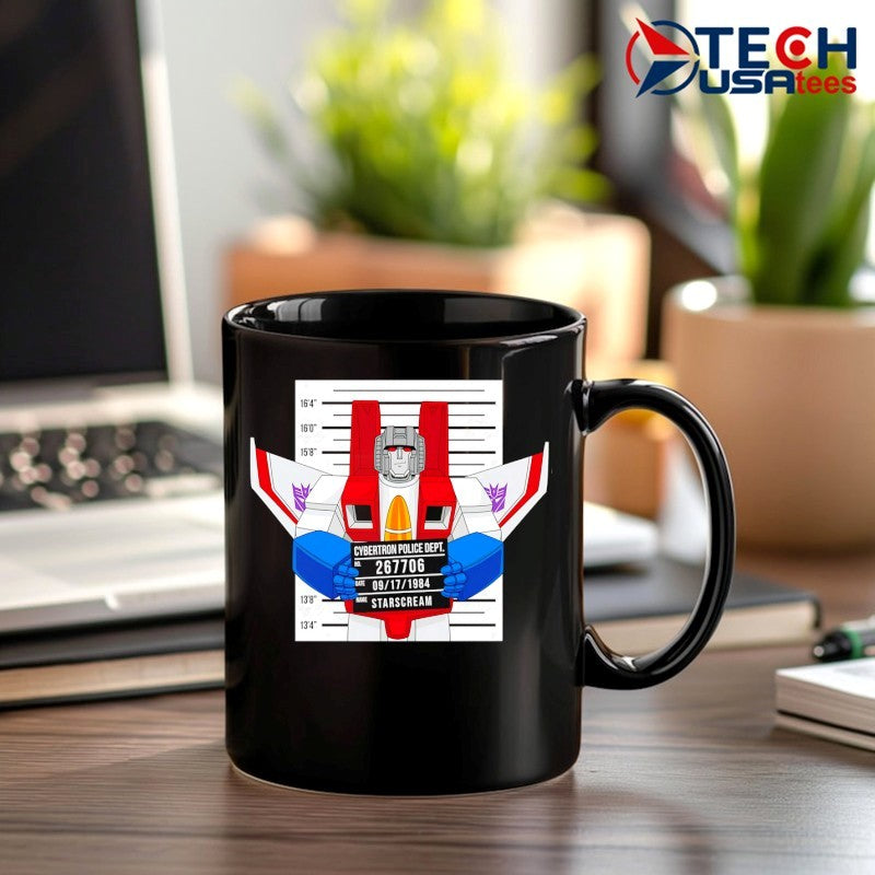 Starscream Cybertron Police Dept. mugshot shirt
