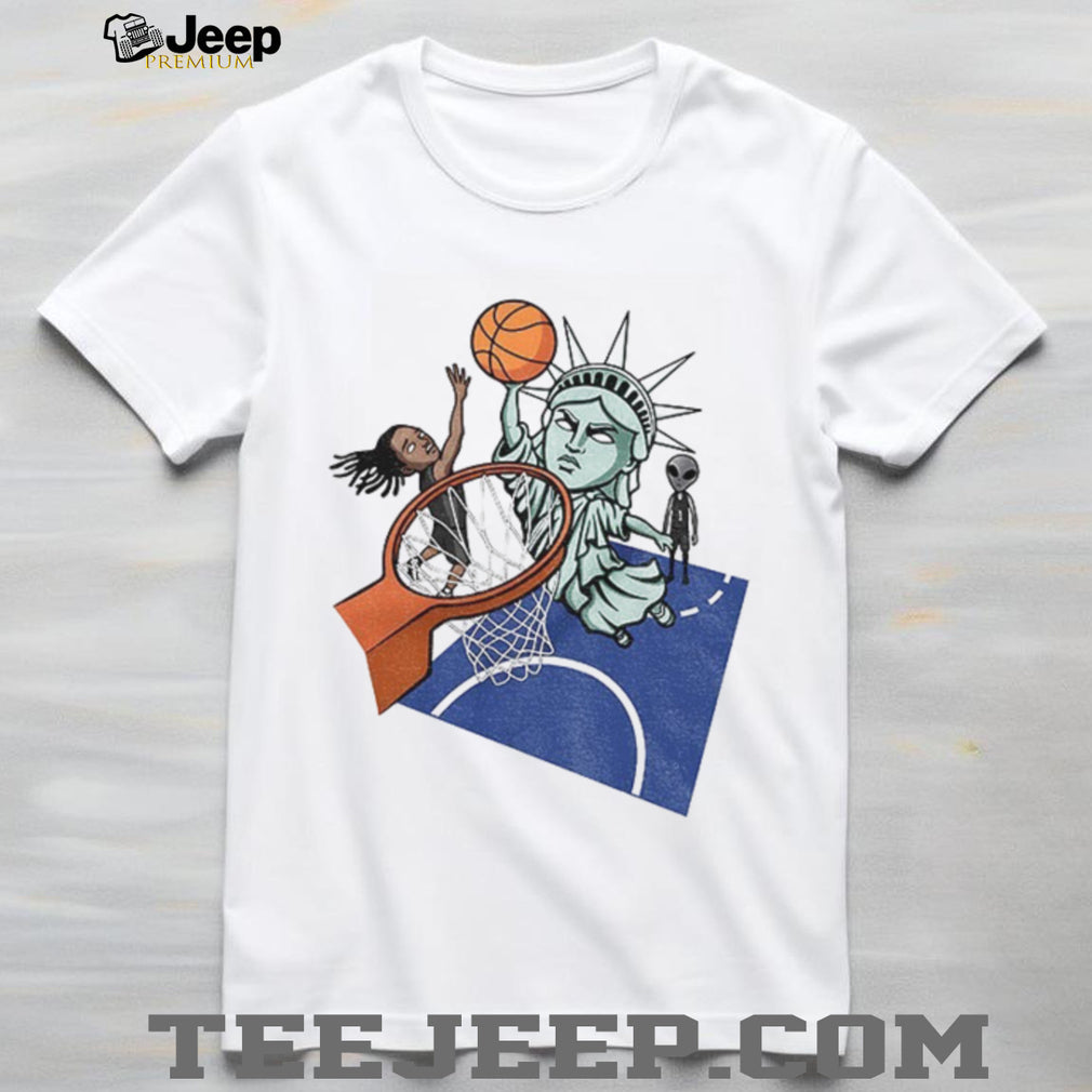 Statue of Liberty OG Anunoby Tip in New York Knicks Basketball NBA cartoon shirt