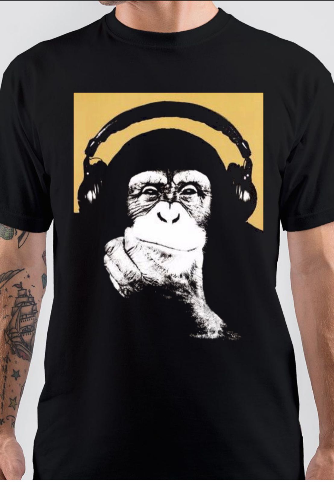 Steez Monkey Headphones T-Shirt Hoodie, Sweatshirt | PureTeeCo.com