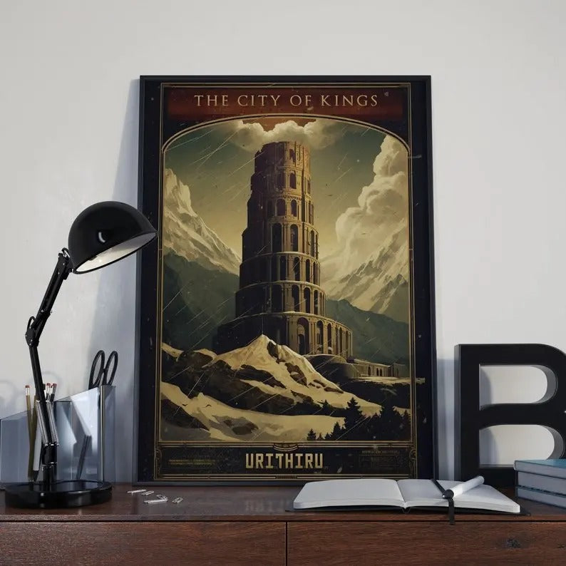 Stormlight Canvas Wall Art, Retro Urithiru Poster, Stormlight Archive Decor, Way of Kings Decor, Fantasy Kingdom Poster