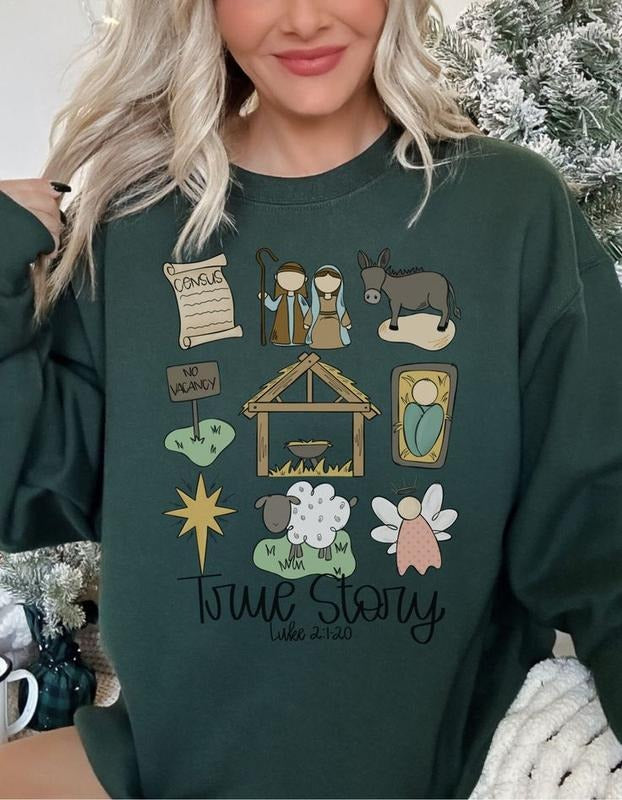 Story of Christmas Sweatshirt Christmas Sweater, Happy Christmas Tee Hoodie | PureTeeCo.com