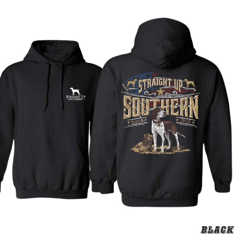 Straight Up Southern Hoodie - Classic Southern Pride Design Featuring Loyal Hunting Dog Graphics, camo country hoodies,...