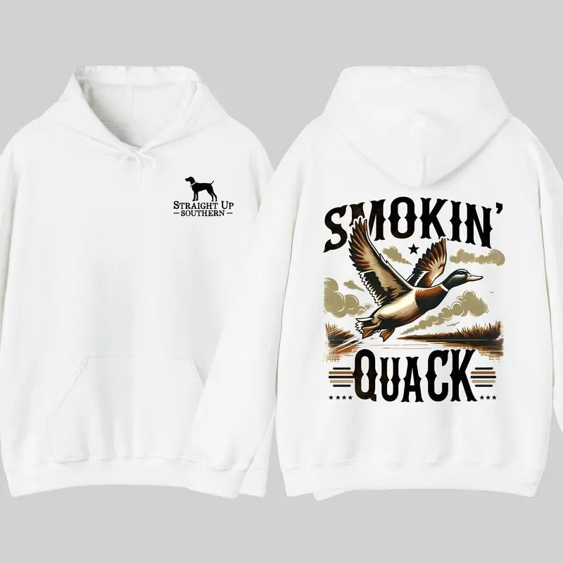 Straight Up Southern Hoodie - Smokin' Quack Graphic Hoodie, Perfect for Outdoorsmen and Waterfowl Hunters, Unisex Hoodie...