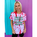 Stressed Blessed & Christmas Obsessed Red Tie-Dye Tee Hoodie, Sweatshirt | PureTeeCo.com