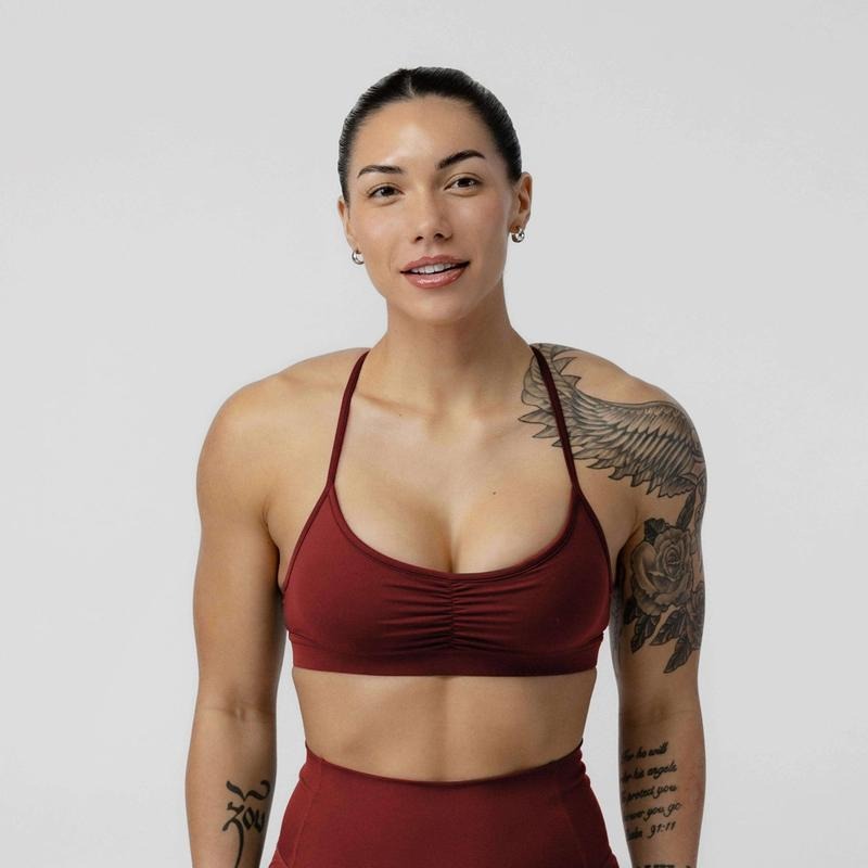 Strive Sports Bra - Ember Red, Plain Pattern, Summer Season, Adjustable Straps, Lightweight & Breathable T-Shirts,...