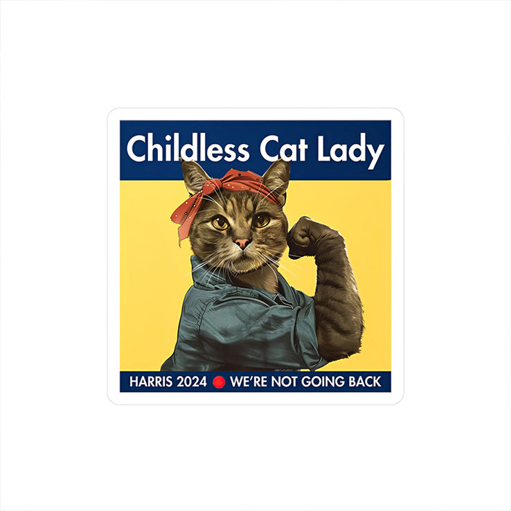 Strong Cat Childless Cat Lady Harris 2024 We’re Not Going Back Sticker