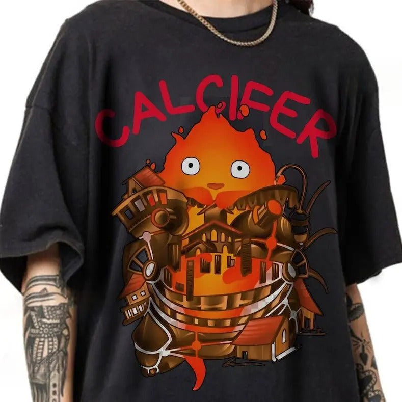 Studio Ghibli Shirt, Calcifer Hoodie, Calcifer Shirt, Anime Gift, Ghibli Anime Fan, Ghibli, Calcifer Sweatshirt, Anime...