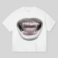 Stylish Sketch Printed Retro Metal Lips T-Shirt, Vintage Graphic Tee, Unisex Cotton Crewneck T-Shirt