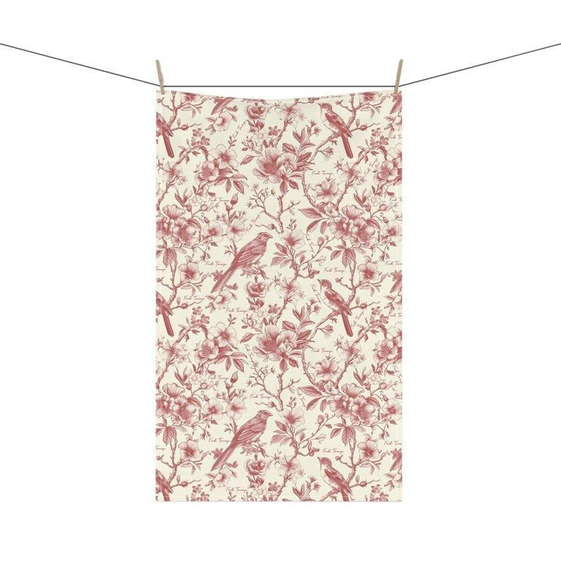 Subtle F*ck Trump Tea Towel, Pink Chinoiserie Kitchen Hand Towel, Anti Trump Tea Towel, Funny Political Home Decor, FDT...